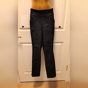 DENIM & COMPANY black twill JEANS wide band PULL-ON very nice